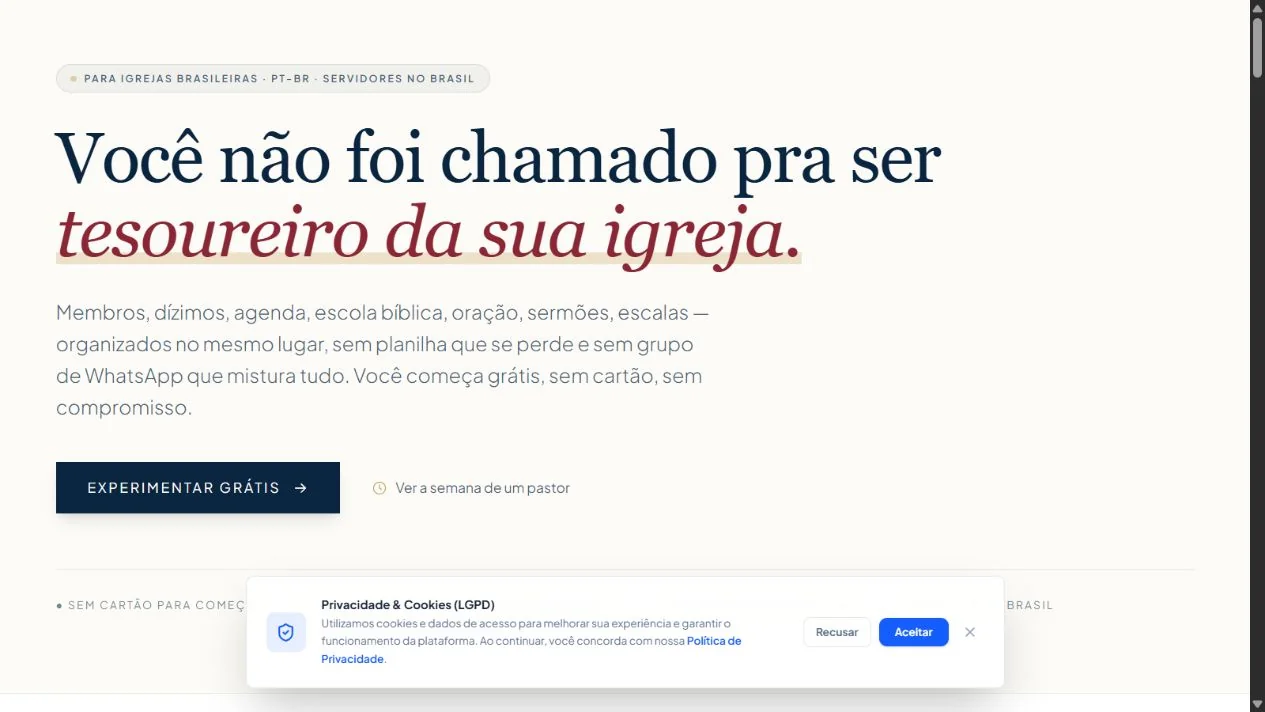 Prévia da apresentação pública do EcclesiaConnect